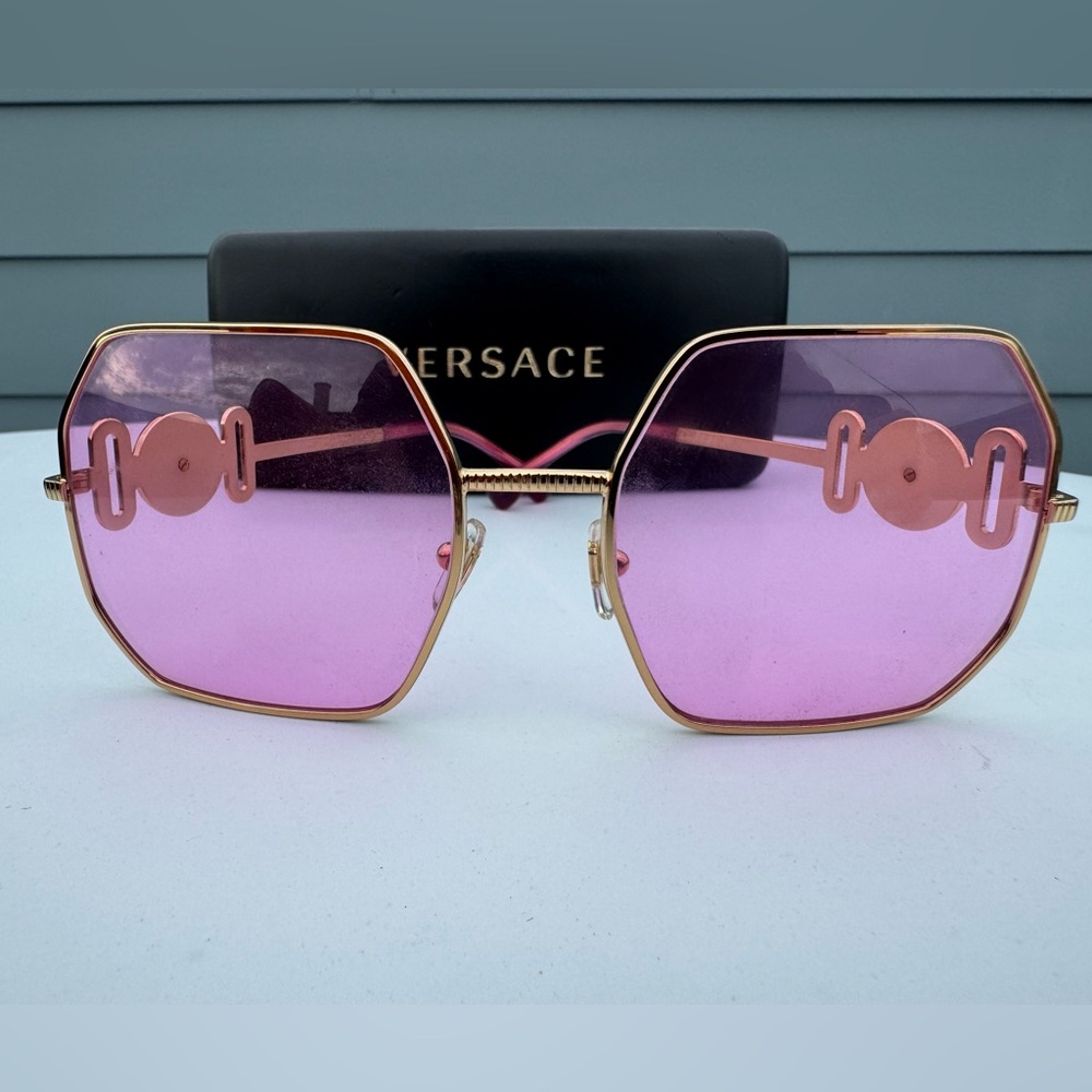Versace Pink Hexagonal Sunglasses